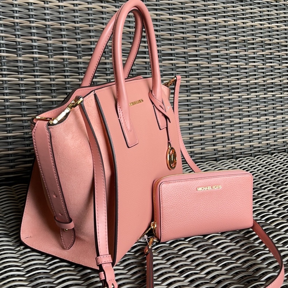 Michael Kors Avril Top Zip Satchel Shoulder Bag & Flat MF Phone Case Wallet - Picture 14 of 16